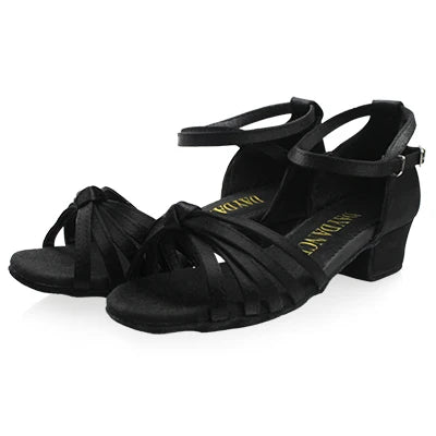 Girls Satin Latin Shoes Low Heel Ballroom Dance Shoes Adult Tango Salsa Shoes for Practice Toddler Latin Dance Shoes Performance