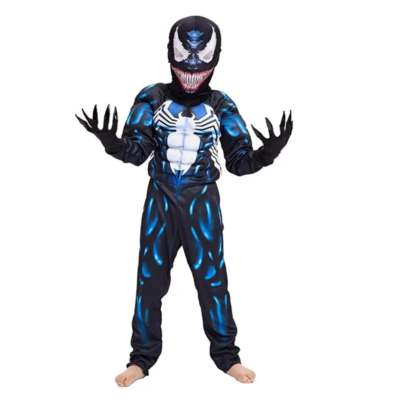 Disfraz de superhéroe para niños, disfraz de veneno de araña negro, disfraz de fantasma, mono Unisex de LICRA 3D, mono para niños, Cosplay de Halloween