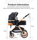 Newest Baby Stroller 3 in 1 Lightweight High Landscape Baby Carriage Aluminum Frame Travel System with Car Seat Pram for Newborn