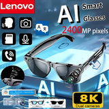 Lenovo 8K 2400W Smart AI Glasses Photo Video HD Shooting Camera Voice Call Translation Bluetooth Women Men Motorcycle Glasses