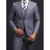 Men's Fashionable Gentleman Business British Style Solid Color Banquet Host Casual Wedding Suit (Blazer + Vest + Trousers)