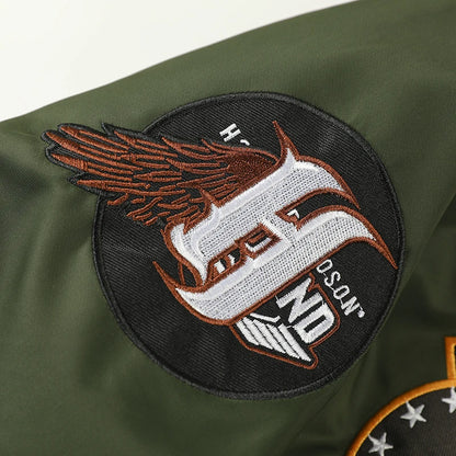 Chaqueta de vuelo de águila, ropa de trabajo para hombre, primavera y otoño, uniforme de béisbol de piloto, traje de vuelo táctico bordado, industria pesada, negro