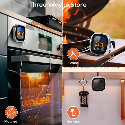 Termómetro digital para cocina, de acero inoxidable, resistente al agua, para carne, para horno y barbacoa.