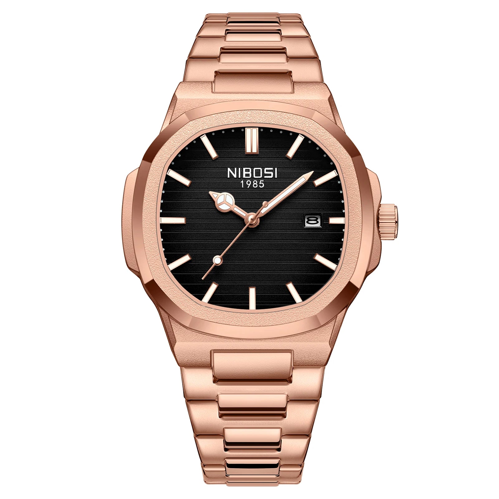 NIBOSI Brand Mens Watches Quartz Movement Watch Luxury Stainless Steel Calendar Waterproof Sport Simple Wristwatches for Man