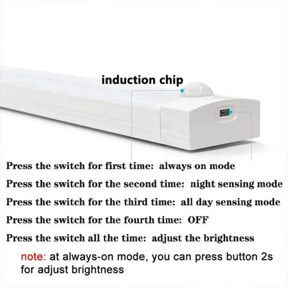 PIR Motion Sensor LED Under Cabinet Lamp Dimmable Rechargeable Night Light Stairs Closet Room Aisle Tube Bar Detector Bulb