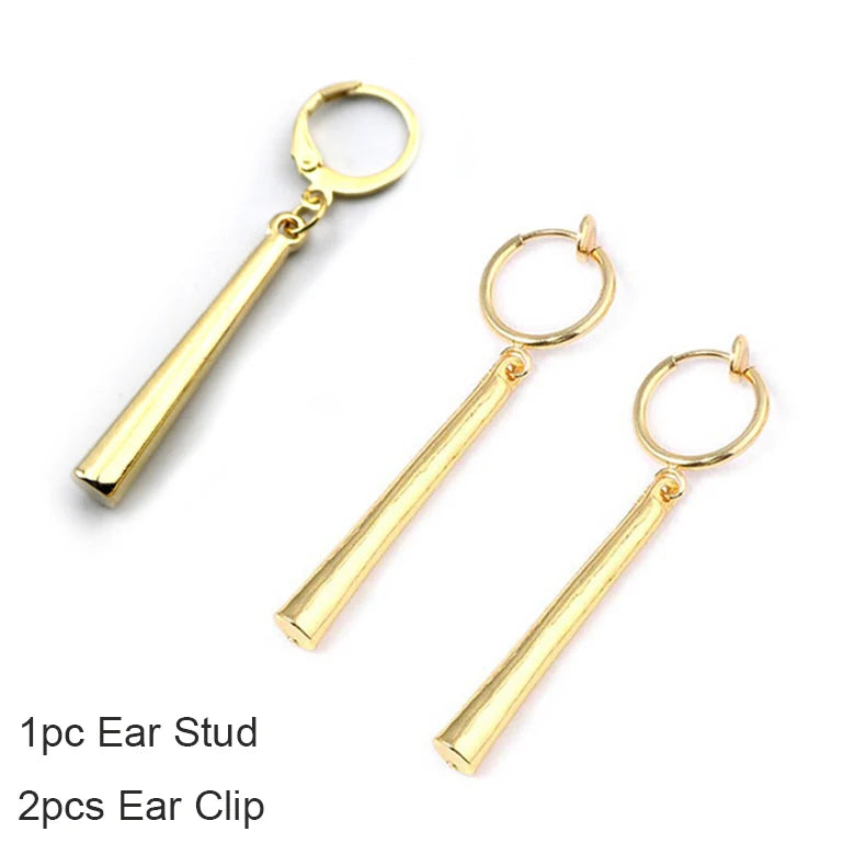 Kiss Jewelry Titanium Steel Punk Cool Men Women Ear Clip Stud Earrings Long Stick Pendant Fashion Hip Hop Drop Party Earring