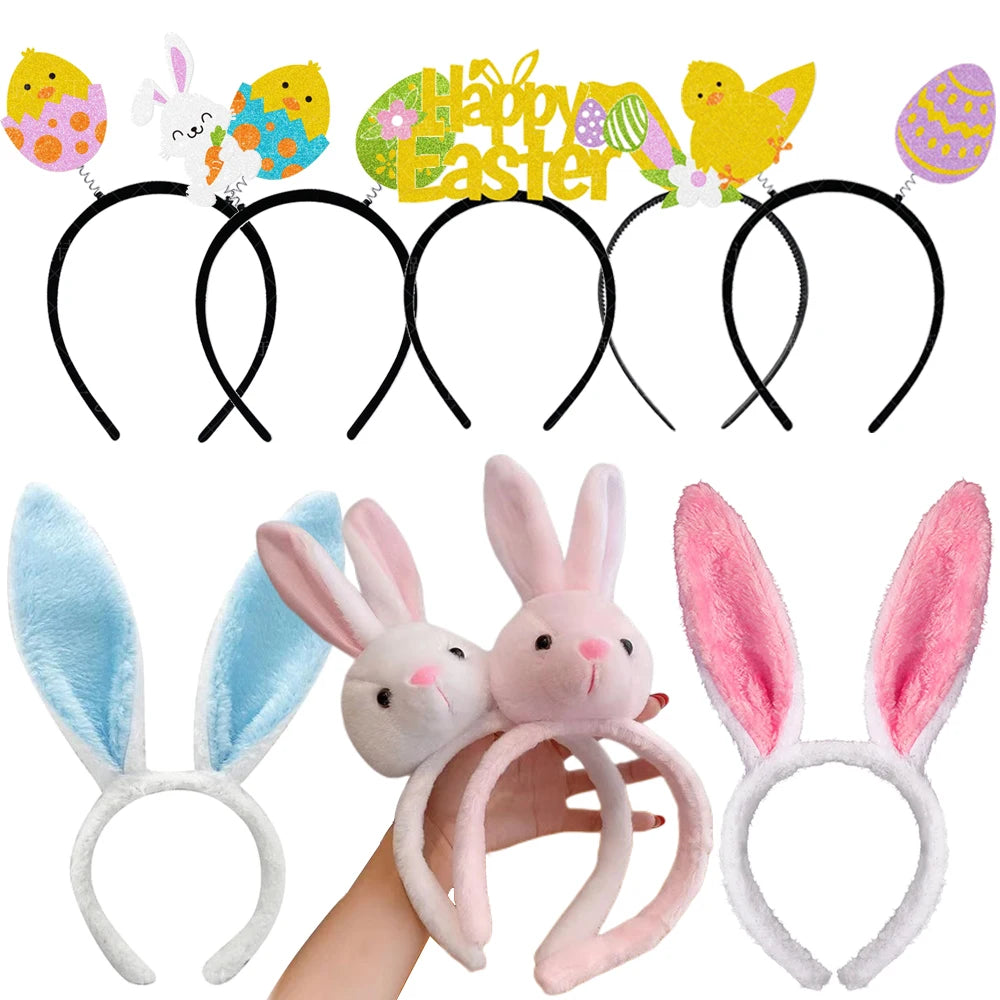 Diadema con orejas de conejo para fiesta de Pascua, accesorio para fotomatón, decoración de fiesta de Pascua, accesorios de disfraz
