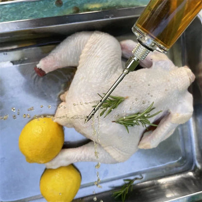 Jeringa inyectora de carne con 3 agujas para adobo, kit inyector de pavo para parrilla de barbacoa, inyector de sabor a adobo