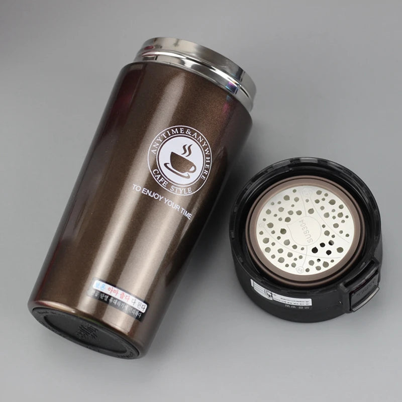 Taza de café de viaje Premium de acero inoxidable de 380ML, termo, termo, termo, botella de agua, taza de té, termo