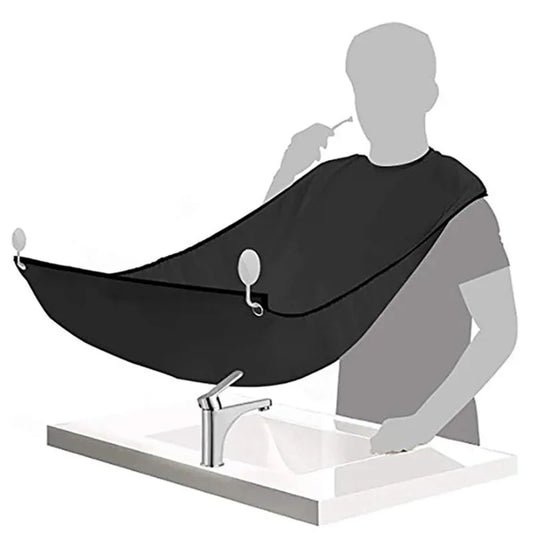 Delantal para afeitarse la barba, delantal para afeitarse el cabello negro, soporte para recortadora de barba, recogedor de barba, impermeable, herramientas de limpieza para el hogar