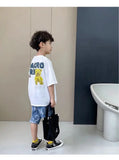Camiseta de manga corta de verano para niños, Top de cuello redondo para niños pequeños y medianos, moda informal versátil de media manga