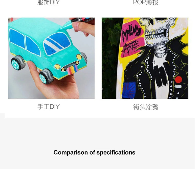 16pcs Japan UNI POSCA Markers Set Acrylic Graffiti Drawing Permanent Waterproof Children's Drawing PC-3M/1M/5M Art Supplies