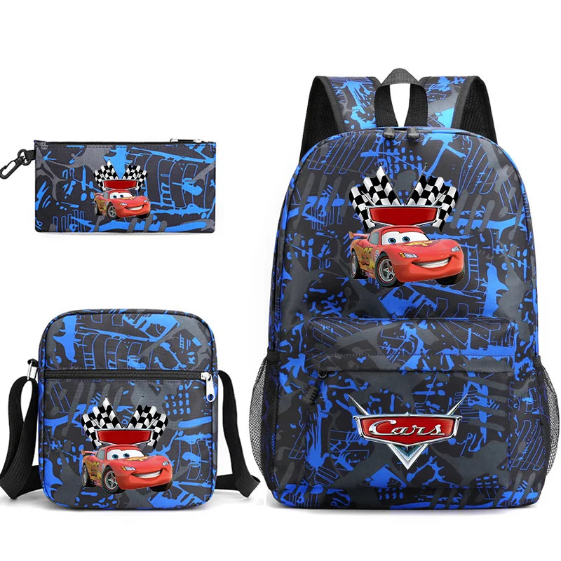 3pcs Disney Pixar Cars Lightning McQueen Students Backpacks Schoolbags Pencil Case Shoulder Bags Boys Girls School Bags Sets