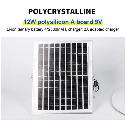 Solar Powered Floor Fan10 - 12H Runtime3 Speed Adjustable Portable Floor Fan for Home Blackout Emergency USB Port & Night Light