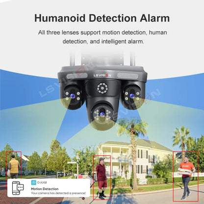LS VISION 15MP Three Screen WiFi Camera Outdoor Three 360°Rotation PTZ IP Camera Human Auto Tracking Video Surveillance Cam CCTV