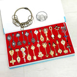 Anime Pendants Jewelry Necklace Keyrings Elsa Lucy Keys Set Zodiac Star Spirit Magician Summons Cosplay Key Ring Gift
