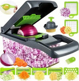 Picadora de verduras multifuncional con mango, rallador, rebanadora de verduras, cortadora de cubos, cortadora de utensilios de cocina, 14 en 1, 16 en 1 