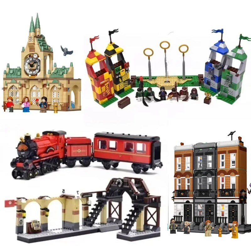 Hospital Wing Anime Book Train Building Block Magic Book Knight Bus Quidditch 12 Grimmauld Place Brick Toys for Gifts