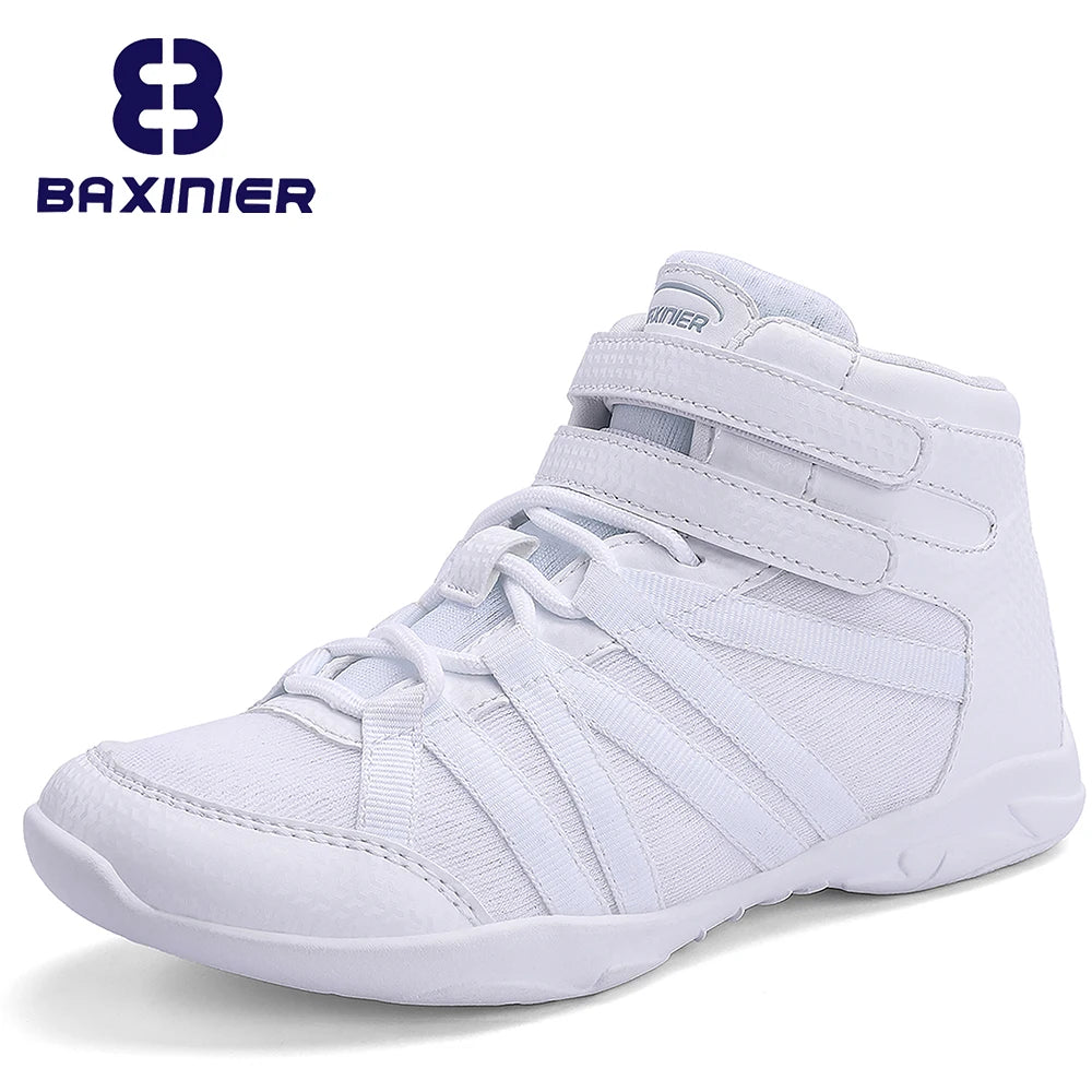 BAXINIER - Zapatillas blancas altas de animadora para niñas, ligeras, para competición juvenil, para entrenamiento de baile y tenis