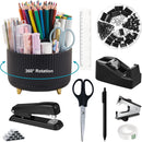 Desktop Office Stationery Set with Stapler Tape Dispenser Scissors Staple Remover for Home School Supplies