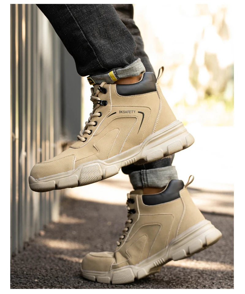 Steel Toe Boots for Men Lightweight Slip Resistant Construction Work Boots Indestructible Men's Safety Shoes Outdoor Boots