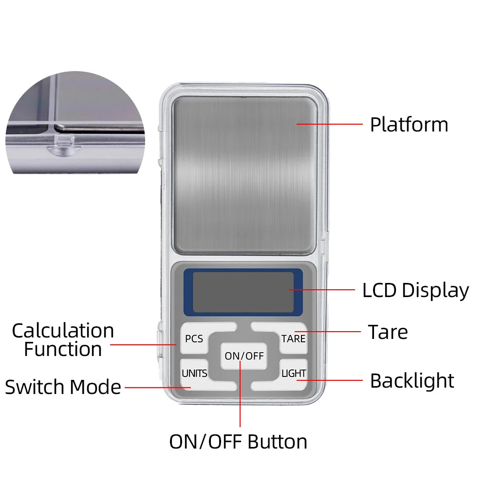 200g/300g/500g x 0.01g /0.1g/Mini Presicion Pocket Electronic Digital Scale for Gold Jewelry Balance Gram Scales