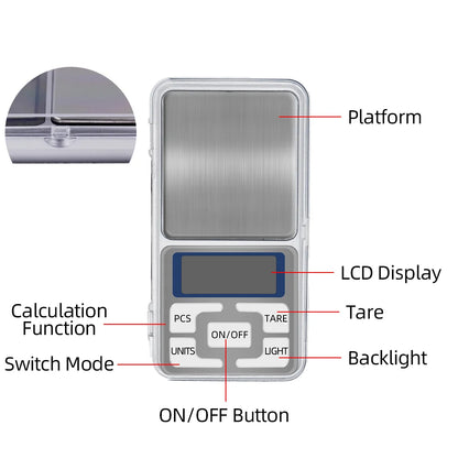 200g/300g/500g x 0.01g /0.1g/Mini Presicion Pocket Electronic Digital Scale for Gold Jewelry Balance Gram Scales