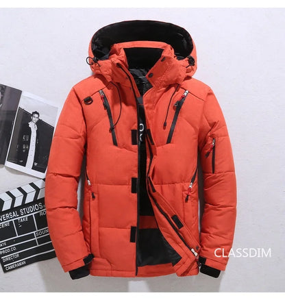 New Winter Men Hooded Casual  Puffer Jackets White Duck Down Coats High Quality Male Outdoor Windproof Warm Winter Parkas Size 5