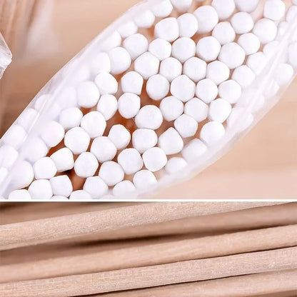 Hisopos de algodón de doble punta para desmaquillaje doméstico, limpieza de oídos, higiene, hisopos de algodón desechables de cabeza redonda.