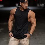 Camisetas sin mangas de algodón para hombre, Camiseta deportiva transpirable de Color sólido para culturismo y Fitness, camisetas holgadas para entrenamiento muscular