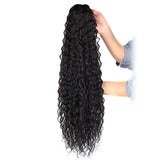 Extensões de rabo de cavalo cacheado longo 80cm aplique sintético com cordão e clip water wave