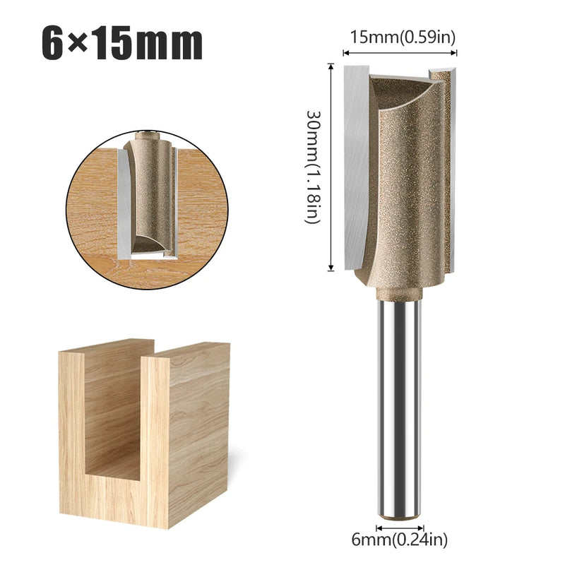 6mm Shank CNC Straight Bit Flush Trim Single Double Flute Router Bit Tungsten Carbide Milling Cutter Woodworking Tools