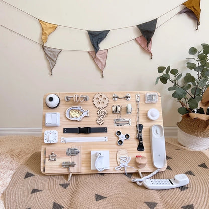 Wooden Busy Board DIY Toy Baby Montessori Sensory Activity Board Accessories For Children Locks Busyboard Parts Educational Toys