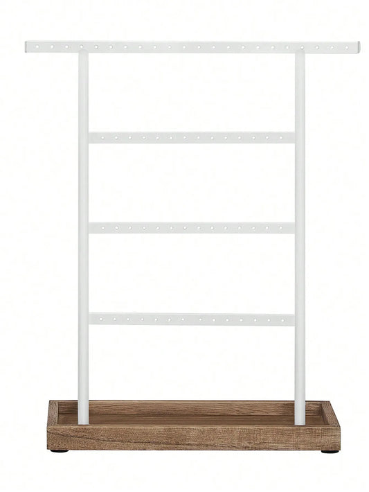 SONGMICS - Organizador de joyas de 4 niveles con bandeja y base de madera, para pendientes y tachuelas, estilo vintage
