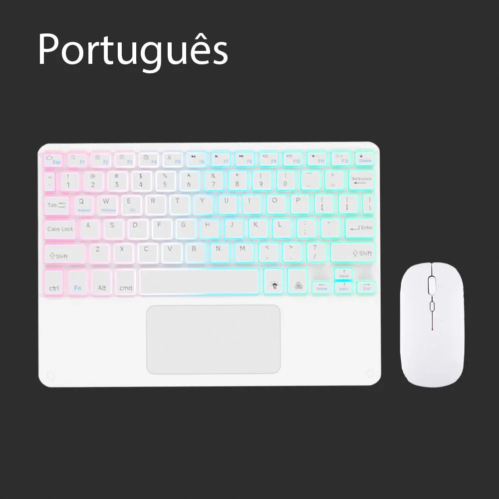 Bluetooth Keyboard for Tablet Android iOS Windows Wireless Mouse Keyboard Bluetooth-compatible Rainbow Backlit Keyboard for iPad