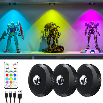 Luz de disco RGB recarregável WILLED com controle remoto Luzes de bateria de 1200mAh, toque regulável sob a luz noturna de iluminação do armário