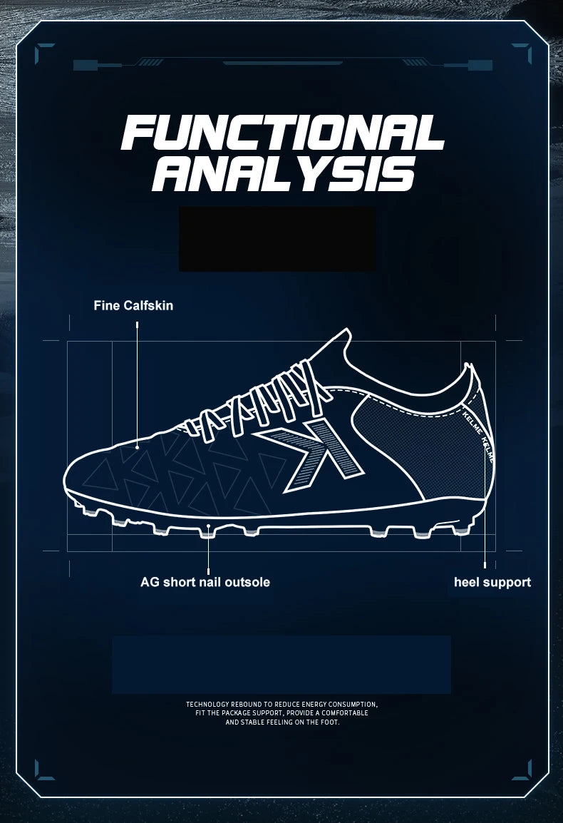 KELME Soccer MG Shoes Calf-Skin Cleats Match Artificial Grass Slip-Resistant  Cushioning Training Football Shoes ZX80121058