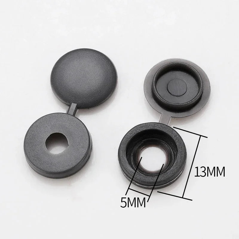10/50/100Pcs Hinged Plastic Screw Cap Cover Nuts Fold Snap Protective Fixing Cap Button For Car Decorative Nuts Bolts Hardware