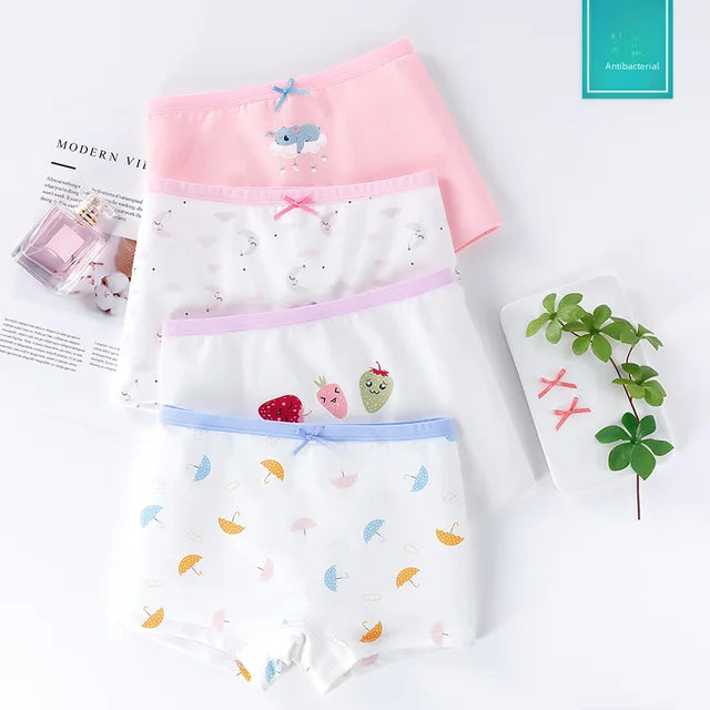 Shorts de boxer de algodão puro infantil, roupas íntimas sem costura sem virilha, cuecas grandes médias, meninas