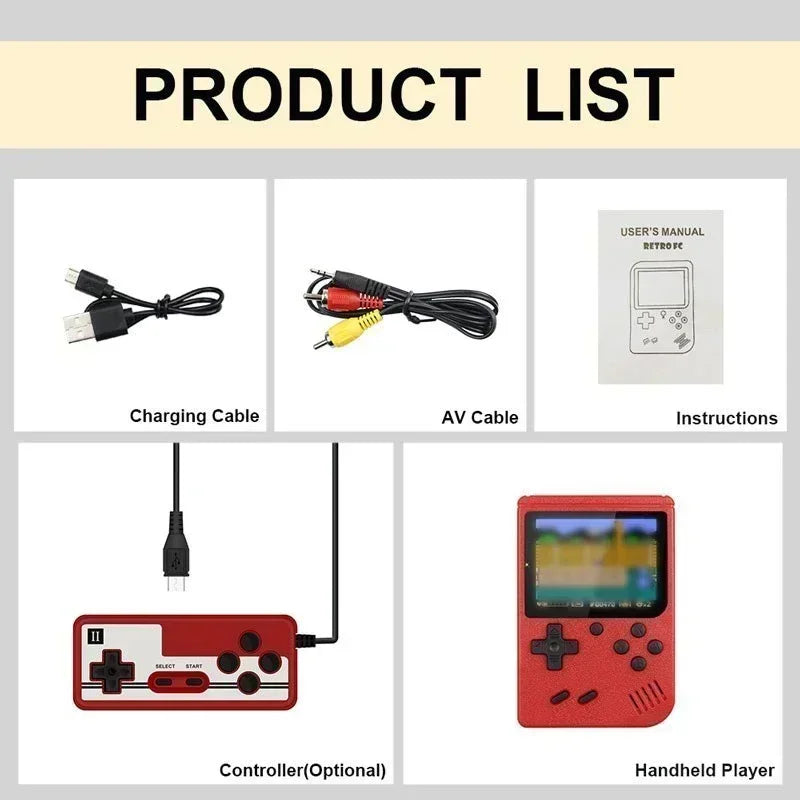 Retro Portable Mini Handheld Video Game Console 8-Bit 3.0 Inch Color LCD Kids Color Game Player Built-in 400 Games