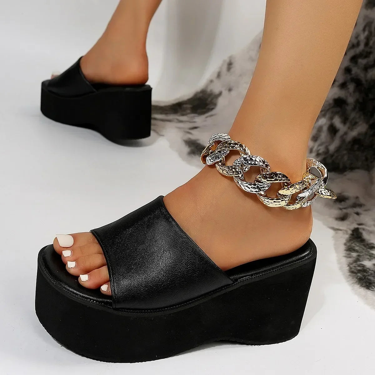 Zapatillas Zapatos De verano para Mujer, zapatillas De plataforma con cuña, Zapatos De Mujer, sandalias deslizantes De diseñador, Zapatos De lujo, Zapatos De Mujer