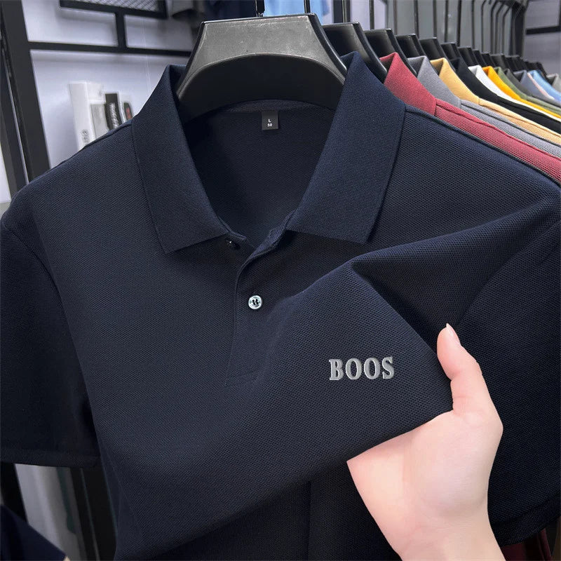 Cotton100% Men's Summer High Quality Short Sleeves Polo Shirt Lapel Button Letter Printing T-Shirt Business Leisure Men Clothing