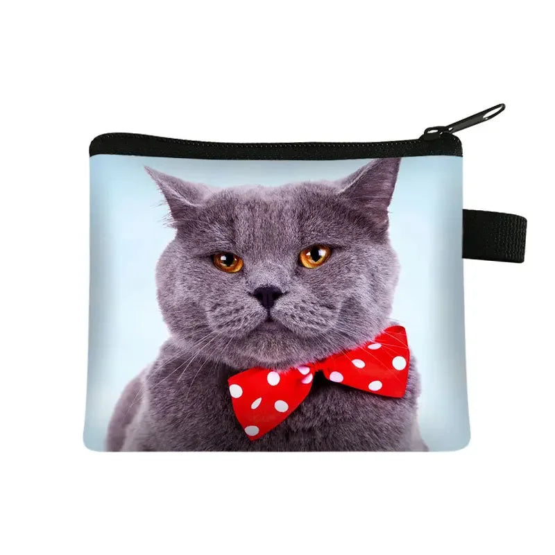 Coin Purse New Animal Cat Children's Wallet Student Portable Card Coin Key Storage Bag Polyester Hand Bag Mini Bag
