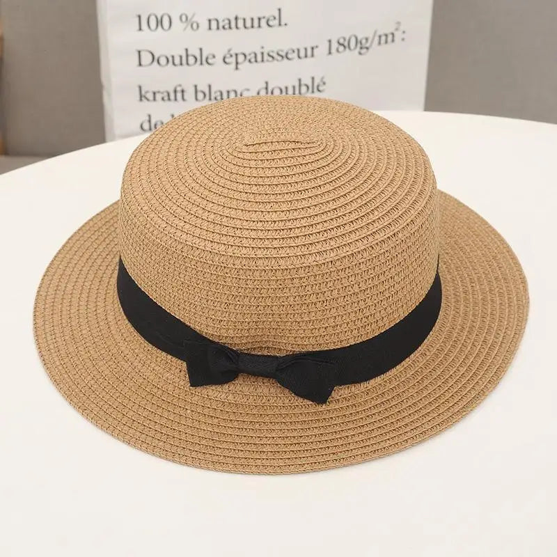 High Quality Flat Top Boater Sun Hat Straw Hat For Men & Women Summer Travel & Beach With Wide Brim UV Protection