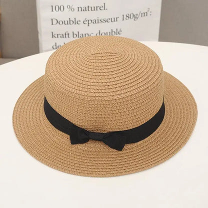 High Quality Flat Top Boater Sun Hat Straw Hat For Men & Women Summer Travel & Beach With Wide Brim UV Protection