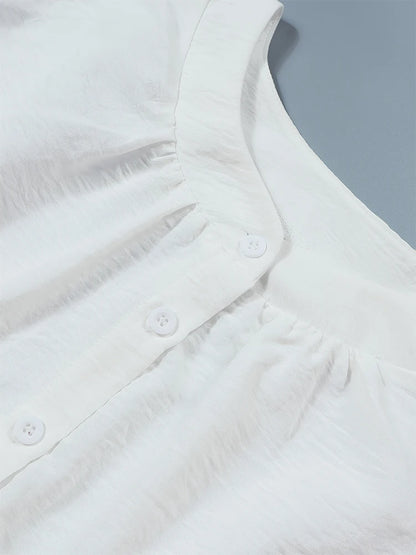 Vestido de talla grande para mujer, primavera y verano 2024, con botones de una sola fila, color liso, informal, suelto, largo, de poliéster.