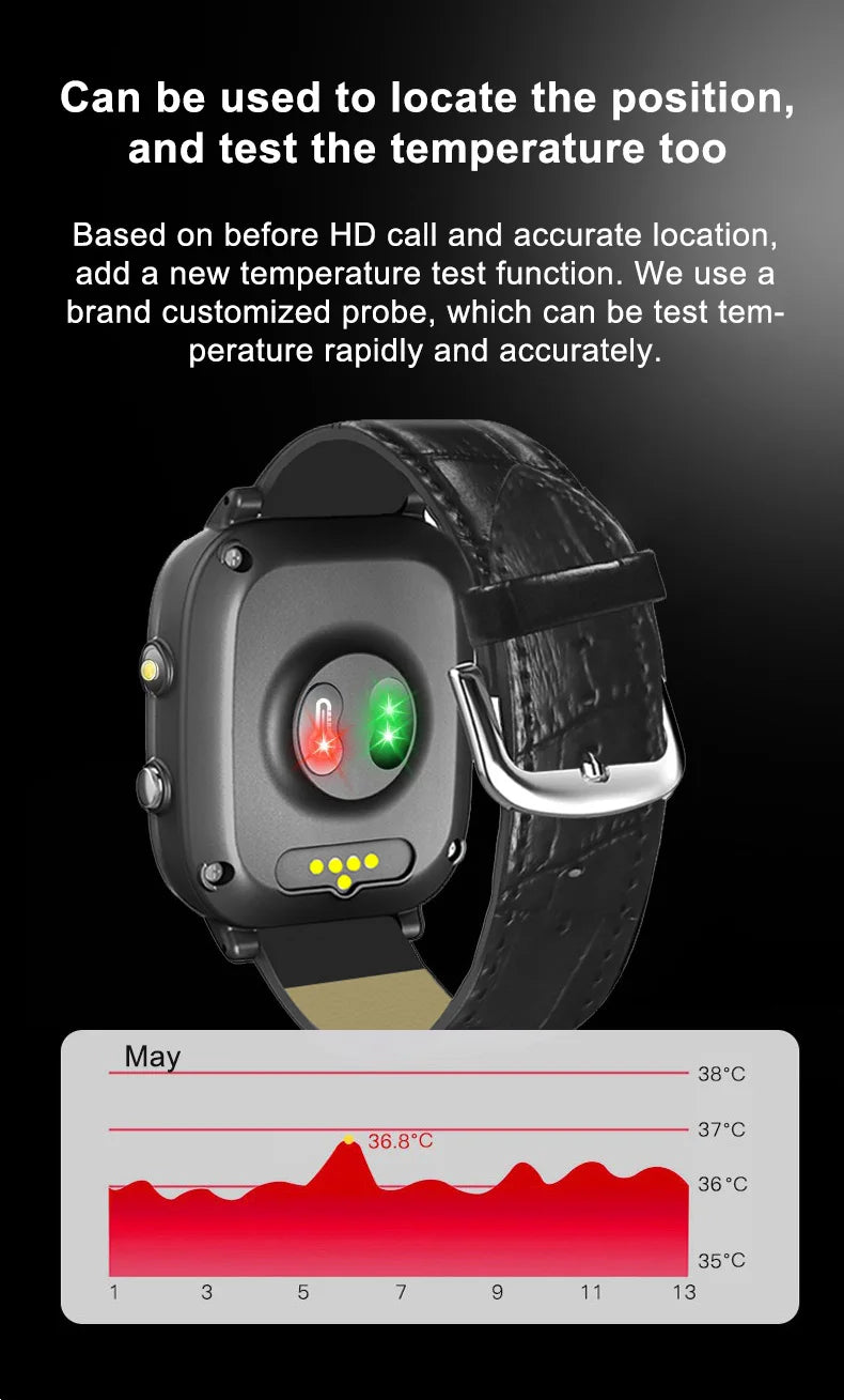 Smart Watch for Elderly Fall Detection GPS Positioning 4G SIM Card SOS Phone Call Heart Rate T