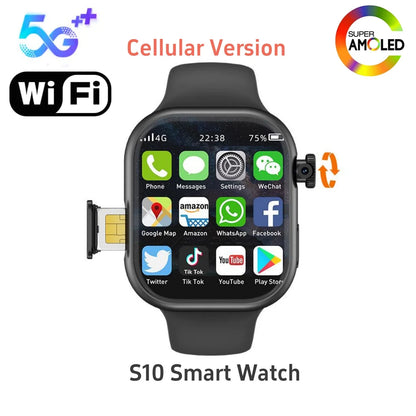 S10 Smart Watch 4G Android 9.0 2.2 inch Amoled Smartwatch With Sim Card 180° Rotating Camera GPS WIFI Google Play 128GB Storage