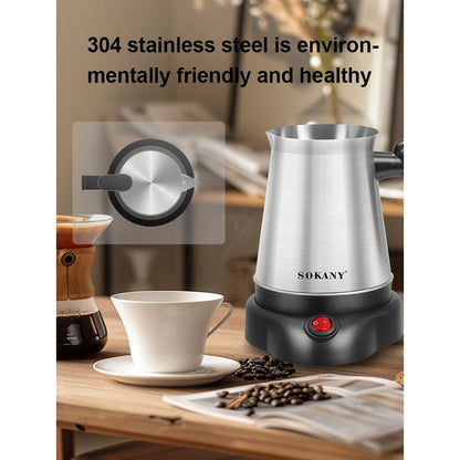 800ml chaleira elétrica turco grego café moka bule de chá máquina portátil aço inoxidável 6 copos água fervente 220v