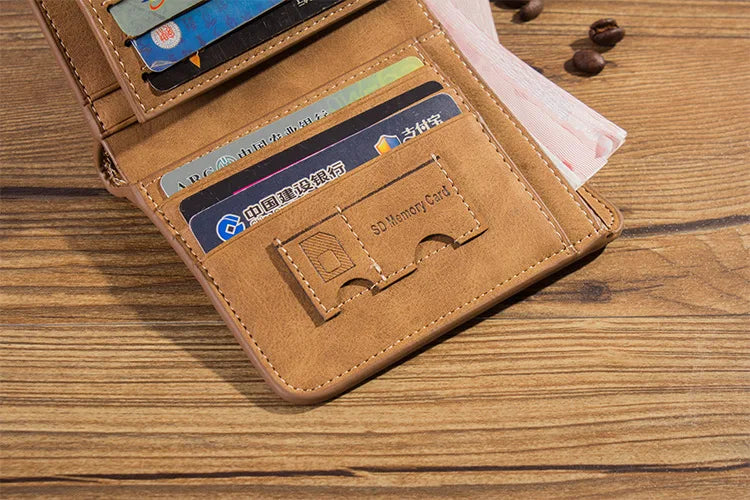 Men's Wallet Leather Billfold Slim Hipster Cowhide Credit Card/ID Holders Inserts Coin Purses Luxury Business Foldable Wallet